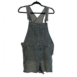 We The Free (Free People) Sz25 Blue Denim Shortalls, Distressed Hem